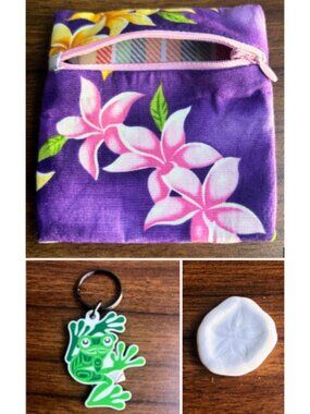Tropical Trinket Trio: Coin Purse, Keychain, Sand Dollar